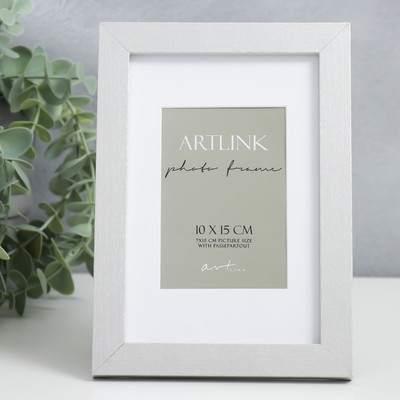 Фоторамка для фото 10×15 см Ellis, МДФ, с паспарту, серебро