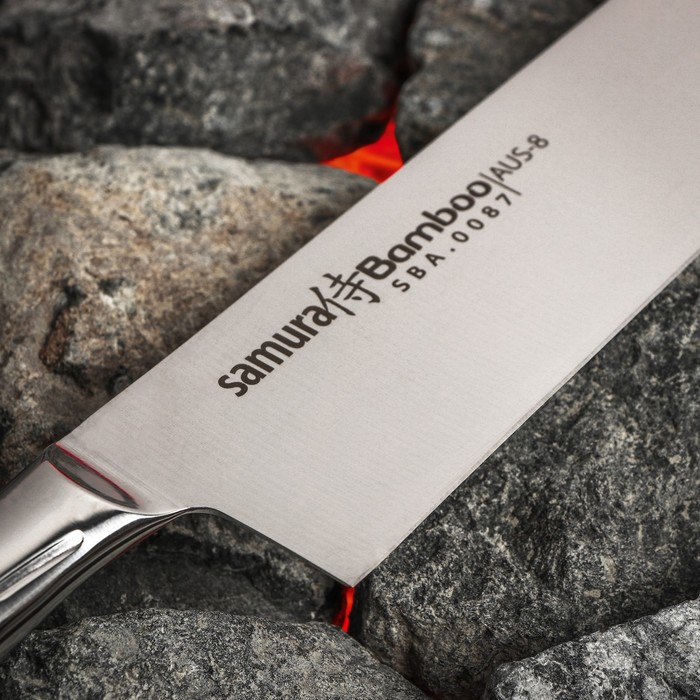 Нож кухонный Samura BAMBOO, шеф, лезвие 24 см, стальная рукоять - фото 1909026505