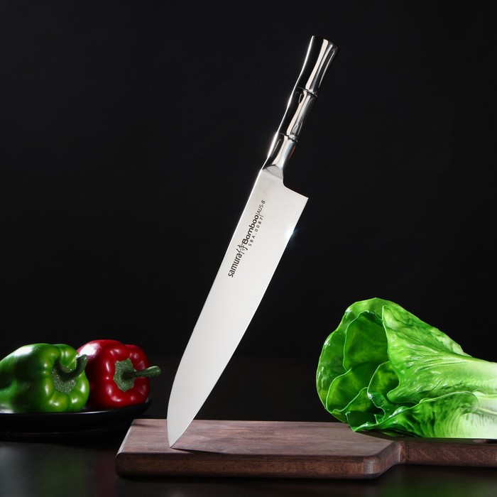 Нож кухонный Samura BAMBOO, шеф, лезвие 24 см, стальная рукоять - фото 1909026503