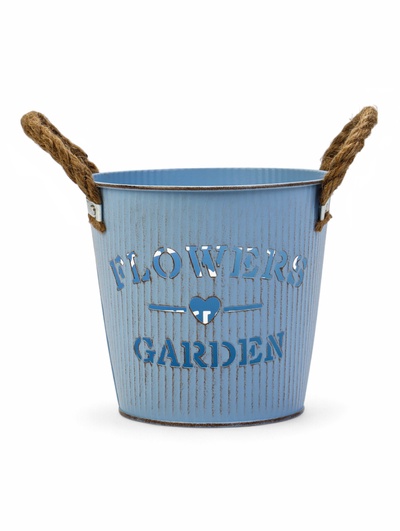 Кашпо «Ведёрко цветочный сад», 13×13×12 см, голубое