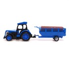 Трактор радиоуправляемый «Фермер», с прицепом, работает от аккумулятора, цвет синий - фото 3440314