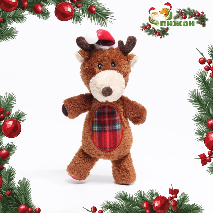Игрушка мягкая для собак «Олень» с пищалкой, 31×17 см - Фото 1