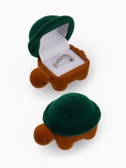 Футляр бархатный под серьги/кольцо «Черепашка», 4.2×6,8, цвет зелёно-коричневый, вставка белая - Фото 1