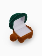 Футляр бархатный под серьги/кольцо «Черепашка», 4.2×6,8, цвет зелёно-коричневый, вставка белая 9019646