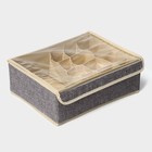 Органайзер для хранения белья с прозрачной крышкой Доляна «Тео», 13 ячеек, 32×23×12 см, цвет серый - Фото 2