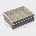 Органайзер для хранения белья Доляна «Тео», 12 ячеек, с прозрачной крышкой, 32×23×12 см, серый - Фото 3