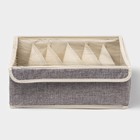 Органайзер для хранения белья Доляна «Тео», 6 ячеек, с прозрачной крышкой, 32×23×12 см, серый - Фото 2