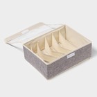 Органайзер для хранения белья Доляна «Тео», 6 ячеек, с прозрачной крышкой, 32×23×12 см, серый - Фото 3