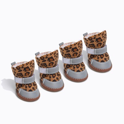 Ботинки для животных «Модник», набор 4 шт., 4 размер (5.3×4 см), коричневые