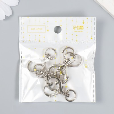 Карабин металл с кольцом "Сердце" серебро 3,4х2,4 см