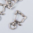 Карабин металл с кольцом "Голова кошки" серебро 3,4х2,1 см - фото 21878141