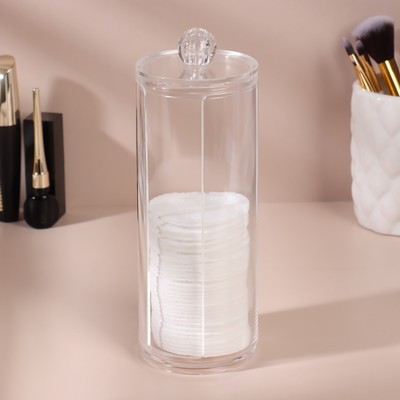 Органайзер для хранения ватных дисков, d 7 × 20 см, цвет прозрачный