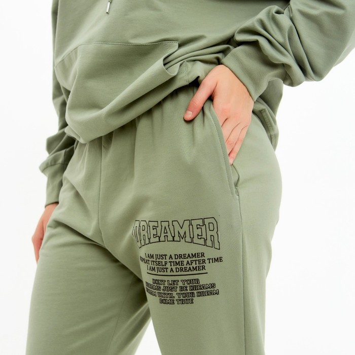 Костюм женский (толстовка/брюки), цвет зелёный, размер M (44-46) 58038