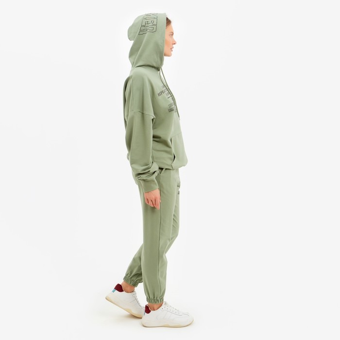 Костюм женский (толстовка/брюки), цвет зелёный, размер L (46-48) 58039