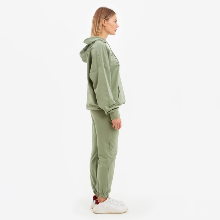 Костюм женский (толстовка/брюки), цвет зелёный, размер L (46-48) 58039