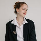 Бусы на декоративной основе «Крест» ажурный, цвет белый в серебре, L= 35 см 7795673