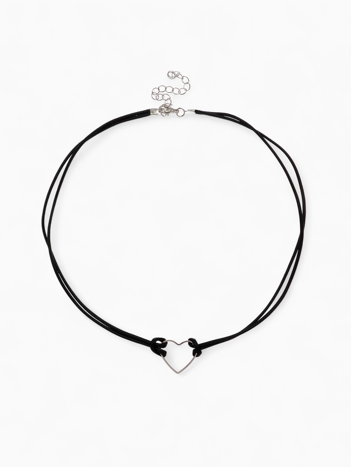 Чокер «Сердце», цвет чёрный в серебре, L= 35 см - Фото 1