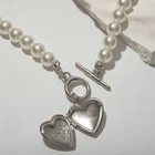 Колье «Жемчуг» сердце, шар №10, цвет белый в серебре, L= 45 см - фото 9146145