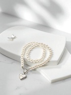 Колье «Жемчуг» сердце, шар №8, белое в серебре, L= 45 см - Фото 7