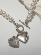 Колье «Жемчуг» сердце, шар №8, белое в серебре, L= 45 см - Фото 9