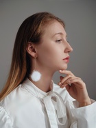 Серьги висячие «Новогодние» шарики, рожки оленя, чёрно-белые в золоте - Фото 2