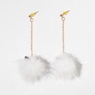 Серьги «Новогодние» помпоны, цвет чёрно-белый в золоте - фото 26604393