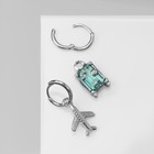 Серьги с эмалью «Брелок» самолет и чемодан, цвет голубой в серебре - Фото 2