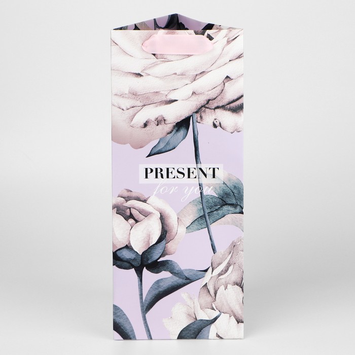 Пакет подарочный под бутылку, упаковка, «Нежность», 13 х 32 х 11,3 см - Фото 1
