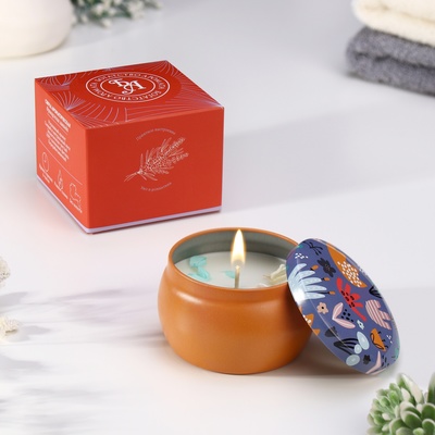 Ароматическая свеча в банке «Голубые колокольчики», из соевого воска с сухоцветом, 4.5×6 см, 80 г