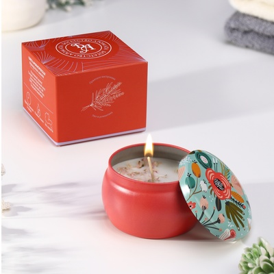 Ароматическая свеча в банке «Фрезия», из соевого воска с сухоцветом, 4.5×6 см, 80 г