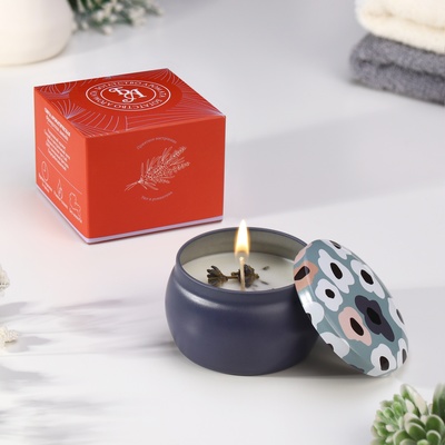 Ароматическая свеча в банке «Французская лаванда», из соевого воска с сухоцветом, 4.5×6 см, 80 г