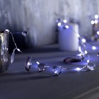 Гирлянда «Нить» 2 м роса с насадками «Ледяные лепестки», IP20, серебристая нить, 40 LED, свечение белое, ААх3 - Фото 2