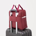 Сумка дорожная на молнии, наружный карман, держатель для чемодана, цвет бордовый/белый - Фото 4