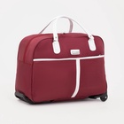 Сумка дорожная 20" на колёсах, отдел на молнии, наружный карман, цвет бордовый - Фото 5