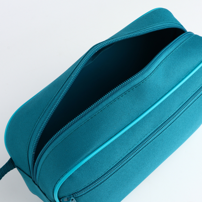 Косметичка на молнии, с подкладом, наружный карман, цвет бирюзовый 31754