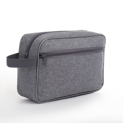 Косметичка на молнии, с подкладом, наружный карман, цвет серый