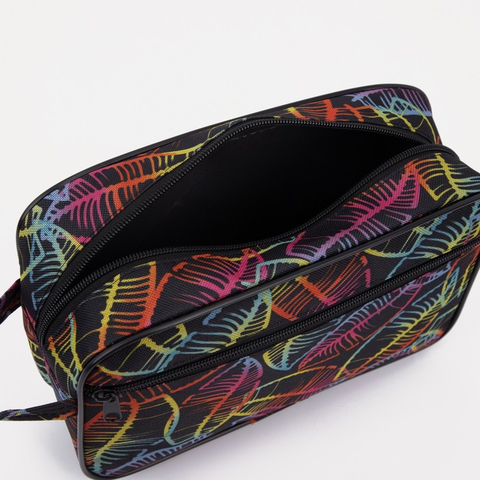 Косметичка на молнии, с подкладом, наружный карман, цвет чёрный/разноцветный 31755