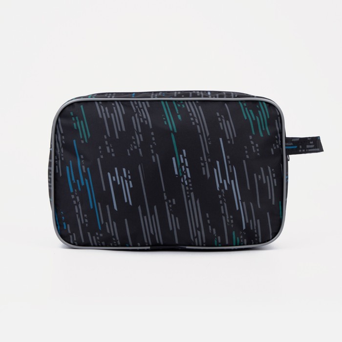 Косметичка на молнии, с подкладом, наружный карман, ручка, цвет серый/чёрный 31756