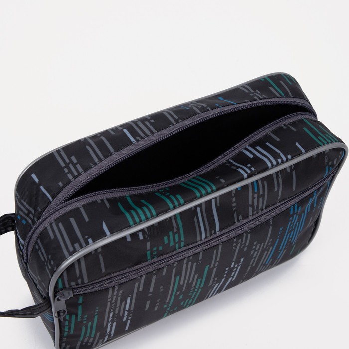 Косметичка на молнии, с подкладом, наружный карман, ручка, цвет серый/чёрный 31756