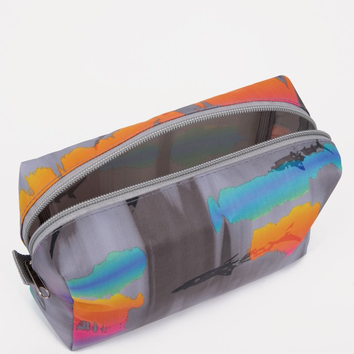 Косметичка на молнии, с подкладом, цвет серый/разноцветный 31757