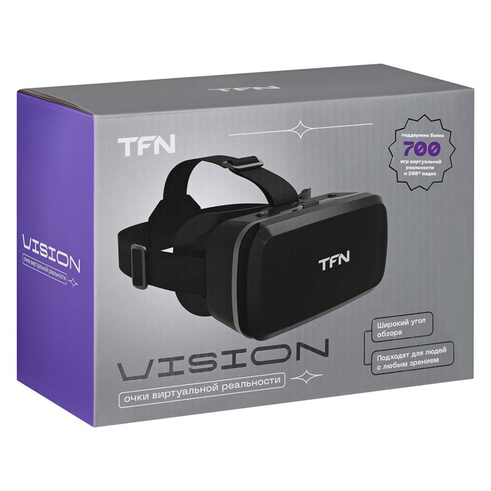 3D Очки виртуальной реальности TFN VR VISON, смартфоны до 6,5", регулировка, черные - фото 51303694