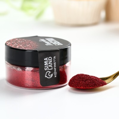 Блёстки пищевые мелкой фракции красные для капкейков, тортов и напитков, 5 г.