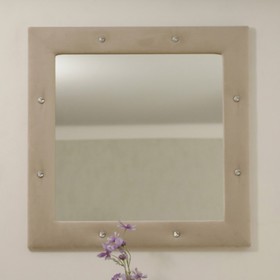 Зеркало квадратное «Алеро», 855×855 мм, стразы, велюр, цвет песчаный бриз