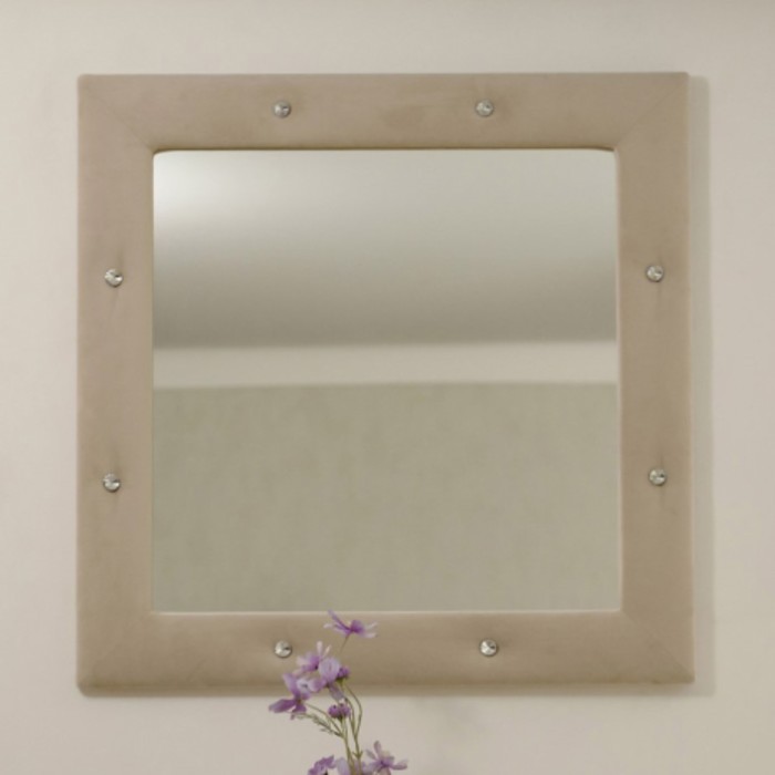 Зеркало квадратное «Алеро» со стразами, 855×855 мм, премиум велюр, цвет песчаный бриз - Фото 1
