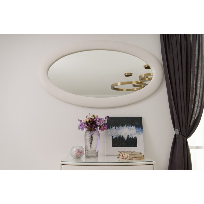 Зеркало «Люнетта», 1360 × 750 мм, экокожа, цвет взбитые сливки