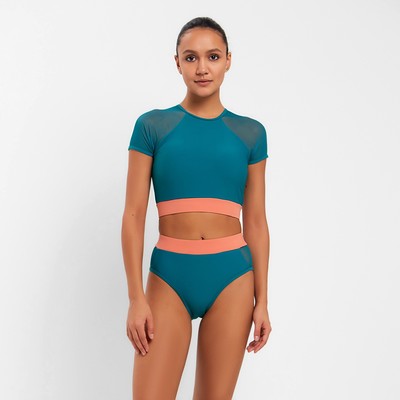 Купальник раздельный с закрытыми плечами женский MINAKU, цвет изумрудный, размер 48