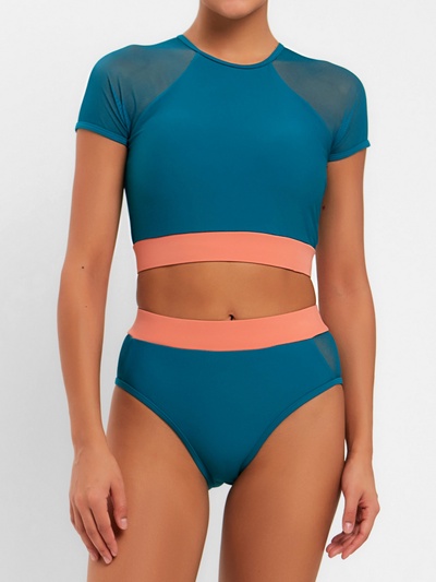 Купальник раздельный с закрытыми плечами женский MINAKU, цвет изумрудный, размер 48