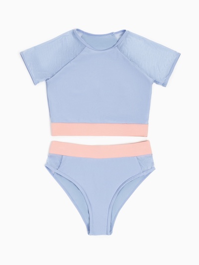 Купальник женский раздельный MINAKU с закрытыми плечами, цвет голубой, размер 44