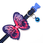 Ошейник текстильный с бабочкой и бубенчиком, 30 х 1 см, синий - Фото 5