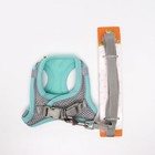 Комплект с мягкой шлейкой, быстросъемный, XS, поводок 150×1.5 см, ОШ 29-32 ОГ 31-34 см, бирюзовый - Фото 8